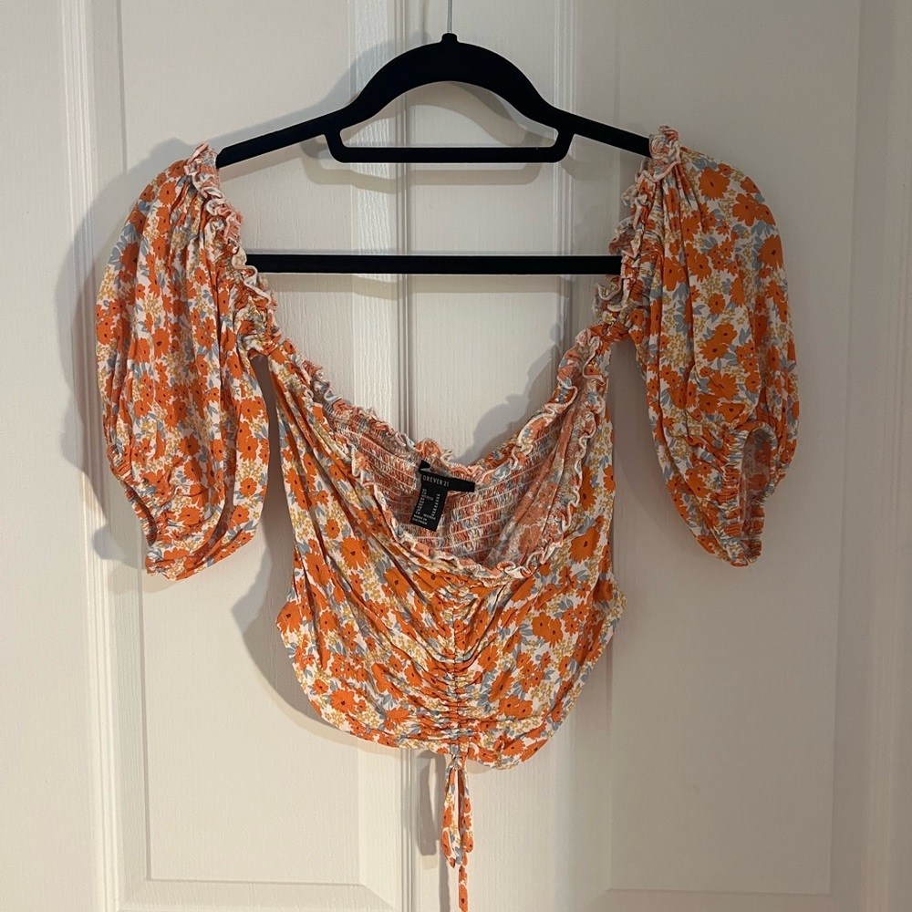 Floral off the shoulder crop top